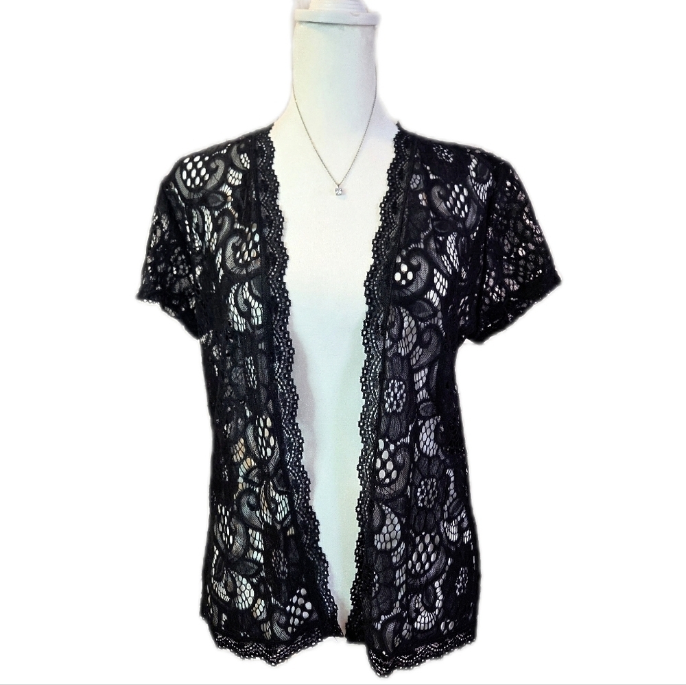 Chic Black Lace Cardigan